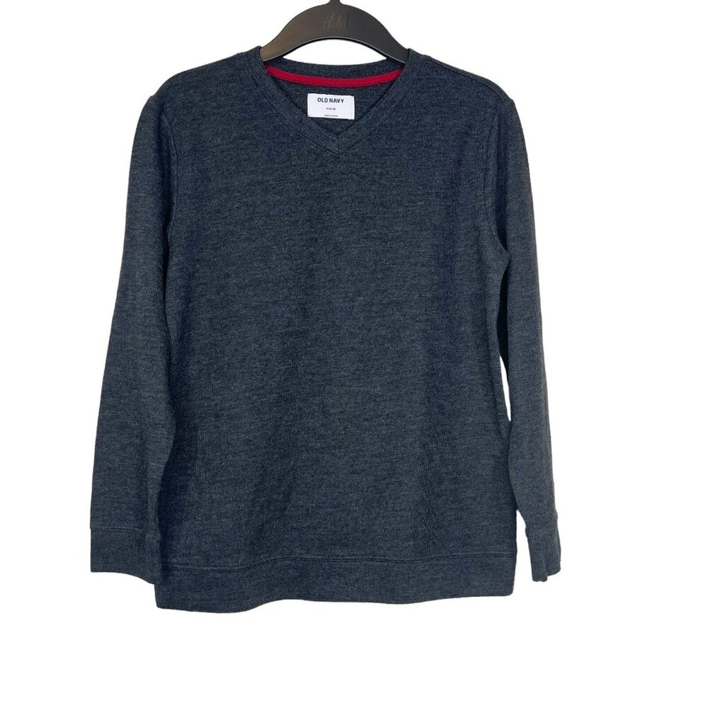 Old Navy Boys V-Neck Long Sleeve Pullover Sweater Heather Gray Soft Basic Sz XL